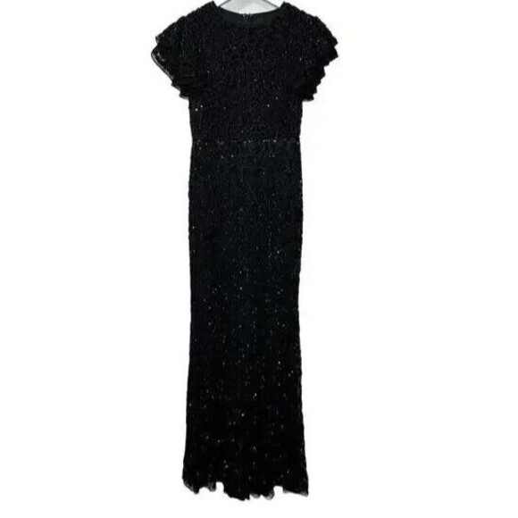 Mac Duggal HIGH NECK FLUTTER CAP SLEEVE GOWN Beaded 10748 Size 6 NEW - Picture 3 of 7